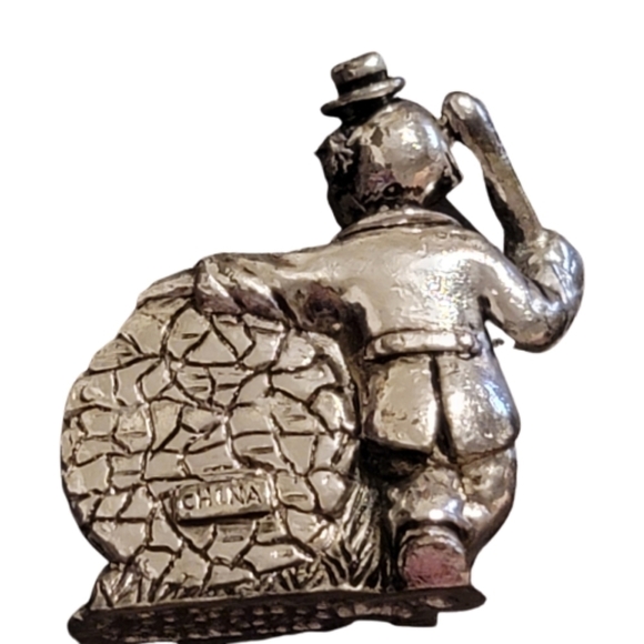 Clown clock silver tone Clown With Bat - Picture 2 of 6